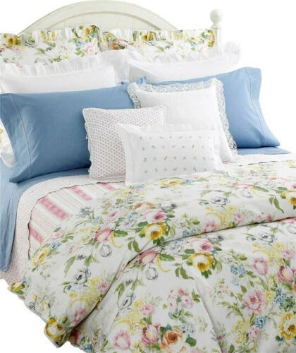 Ralph Lauren HOME LAKE RUFFLED  FLORAL PASTEL KING Duvet / Comforter Cover Vinta