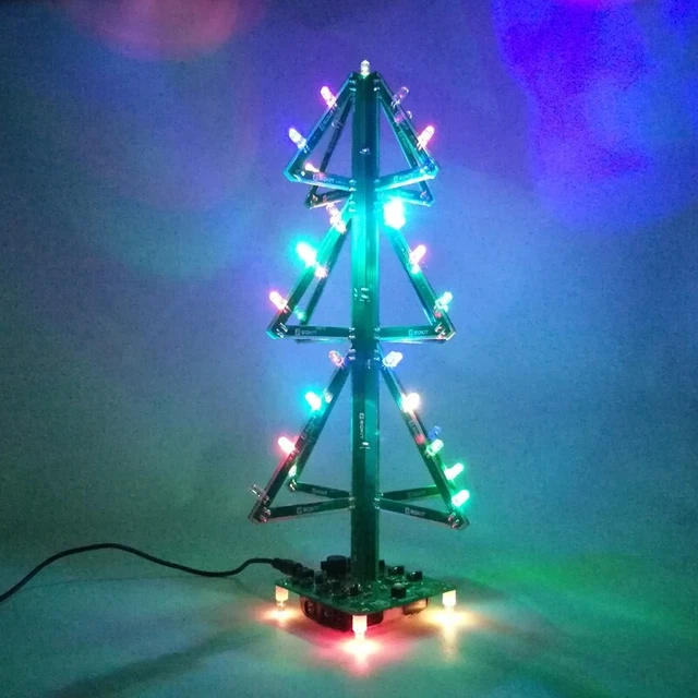 DIY MUSIC CHRISTMAS Tree Soldering Kit Flashing LED 3D Tree Electronic ...