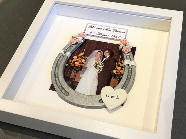 Personalised Wedding Horseshoe Mr & Mrs Good Luck Bridal Lucky Keepsake Horseshoe Gift In White - Foto 6