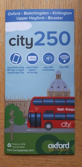 OXFORD BUS COMPANY Timetable Leaflet For Route 250 Sep 2019 Issue NEW oxford-bus-company-timetable-leaflet-for-route-250-sep-2019-issue-new