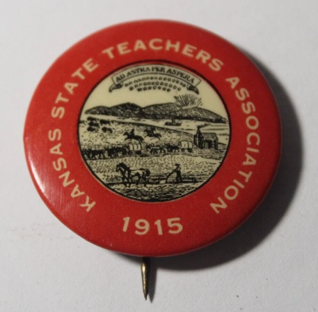 Rare 1915 Kansas State Teachers Association Pin Pinback Topeka Kansas Teacher KS