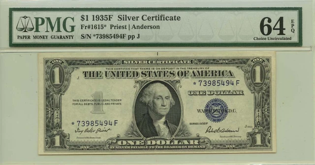 1935F $1 Silver Certificate Fr# 1615* PMG CH64 EPQ