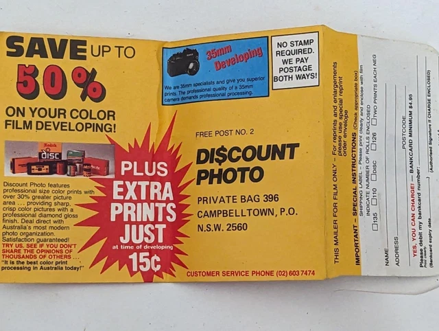 Vintage Film Return Postal Envelope Discount photo