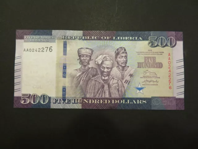 Liberia Banknote 500 Dollars 2016 kassenfrisch (UNC)