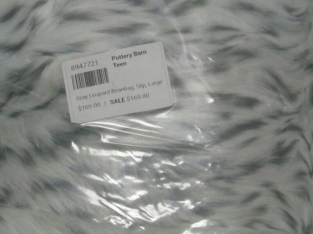 Pottery Barn Teen Gray Leopard Faux-Fur Bean Bag Chair Slipcover -Cover Only NWT