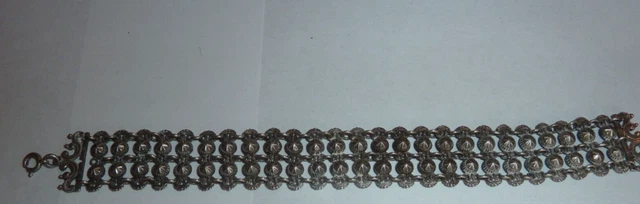 Bracelet Art DÃ©co platine et diamants ronds et baguette avec 8 cts