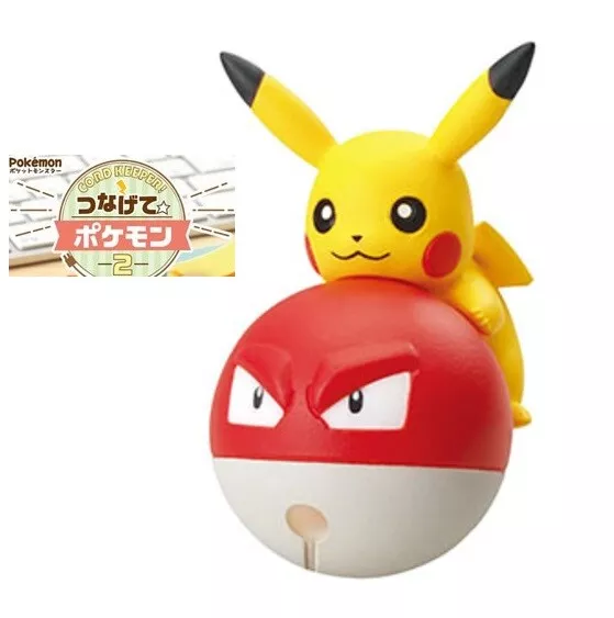 RE-MENT Pokemon Cord Keeper Tsunagete 2 Cable Mini Figure #5 Pikachu & Voltorb