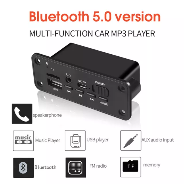 Bluetooth 5.0 MP3 Player 2*3W Decoder Board Speaker Car FM Radio ModuRSCR F1
