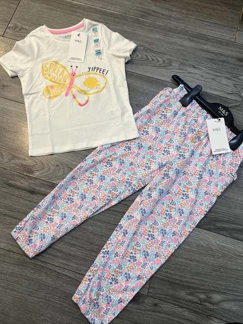 M&S girls age 4-5 top and floral trousers outfit bundle BNWT