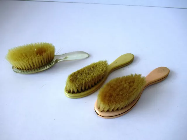 Vintage Bristle Hair Brush Combs Oval Dressing brush Vanity Set Nylon brush 3Pc"