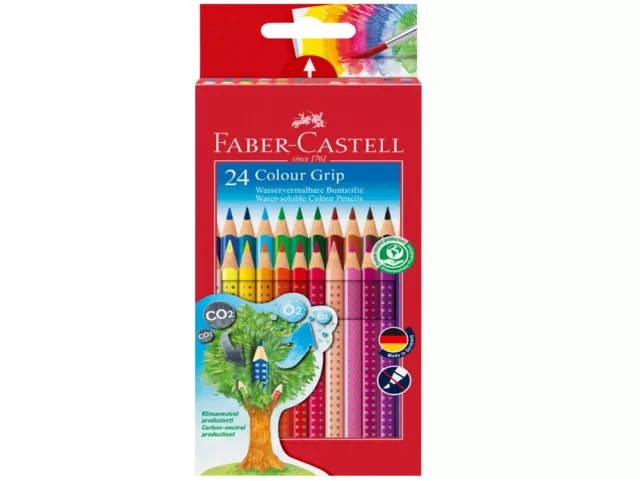 24 FABER-CASTELL Colour GRIP Buntstifte farbsortiert Dreikant mit Grip-Zone