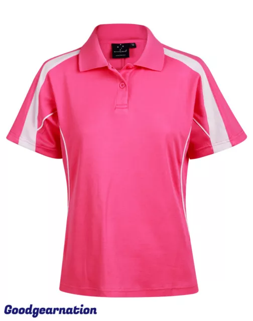 Ladies Polo Shirts Contrast Cotton Back Breathable Casual Short Sleeve Team