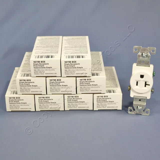 10 Cooper Electric White COMMERCIAL Outlet Receptacles 5-20 125V 20A 1877W 3