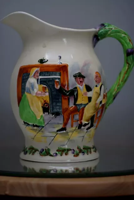 Vintage Majolica Jug Crown Devon Fieldings. Pitcher Auld Lang Syne