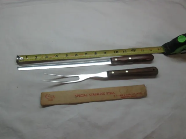 Vintage SS Case XX CA 242-9 1/2" Kitchen Bread Carving Knife & SS CASE XX FORK