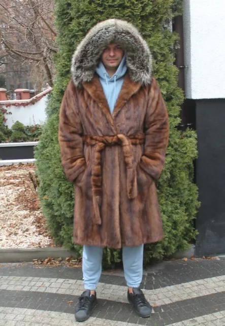 Men's Pelzmantel Echtpelz Nerz Mantel 100% Real Ranch Mink Fur Coat 3XL/4XL