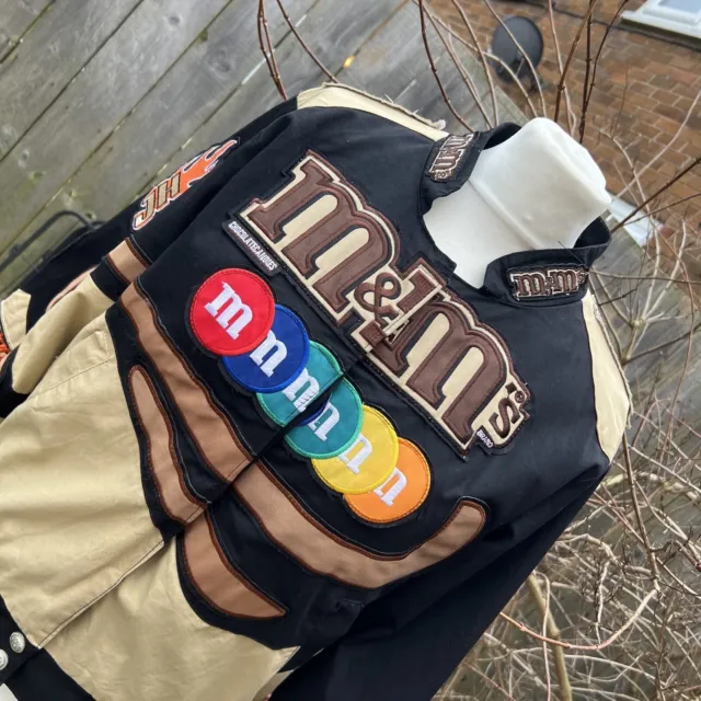 Vintage M&Ms Racing Nascar Brown Cream Embroidery Jacket Unisex Y2K M