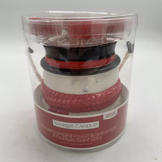 Yankee Candle Snowman Luminary Tealight Candle Holder Set Cinnamon New