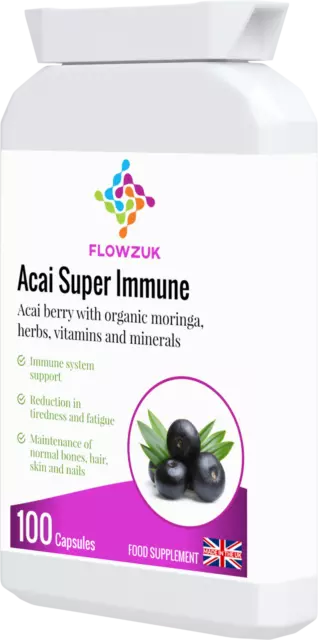 Acai Super Immun Support Beere Langlebigkeit Diät Detox Energy Flowzuk 100 Kapseln 3
