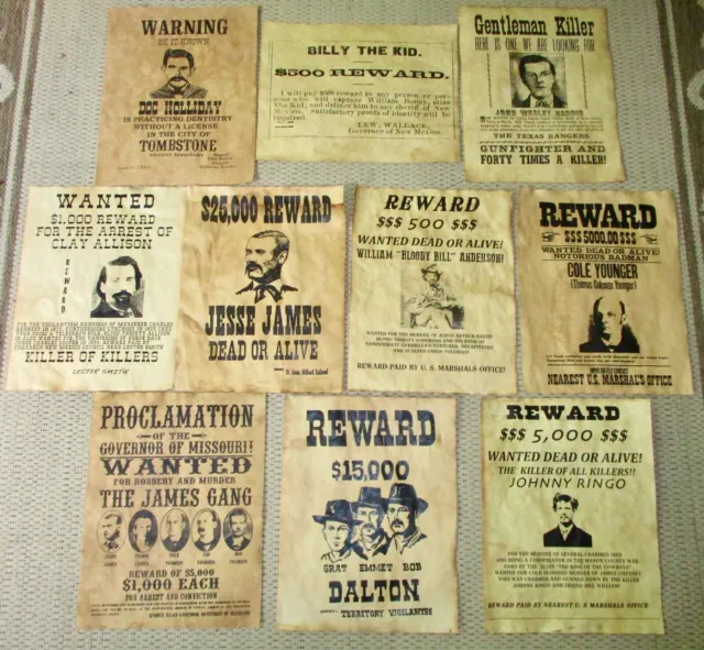 JESSE JAMES GANG Wanted Old West Reward Posters Billy the Kid Doc ...