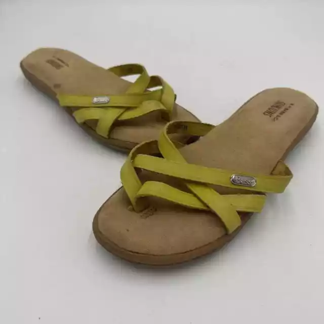 G.H. BASS & Co. SUNJUNS "Sharon" Lime Green Leather Thong Sandals 9M