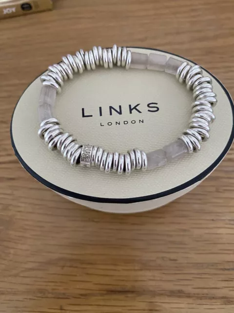 Genuine LINKS OF LONDON Sterling Silver Sweetie Rose Quartz Bracelet