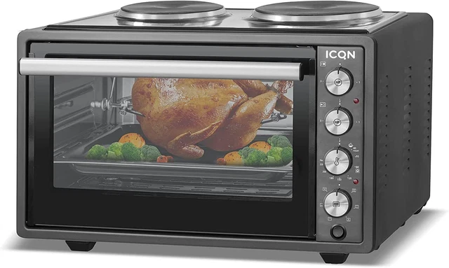 ICQN Mini Four Electrique 42L avec 2 plaques de cuisson, Chaleur tournante,...