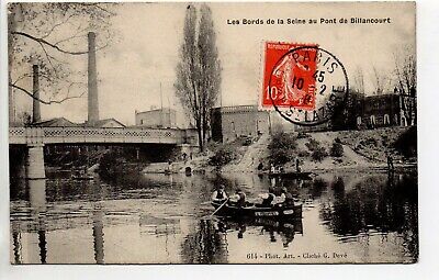 PARIS CPA 75 - les bords de la seine au pont de billancourt - promenade barque