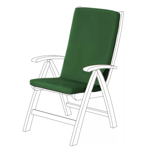 Green Water Resistant Highback Garden Dining Chair Back & Seat Cushion Pad ONLY