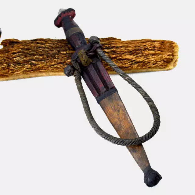 Vintage Antique African Tuareg Sword Dagger Tribal Ethnic Genuine Leather /11 in