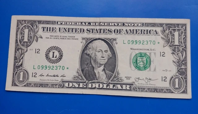 2013 $1 One Dollar  Star Note With Triple 9'S Fancy Bill 🔥 Miscut 🔥