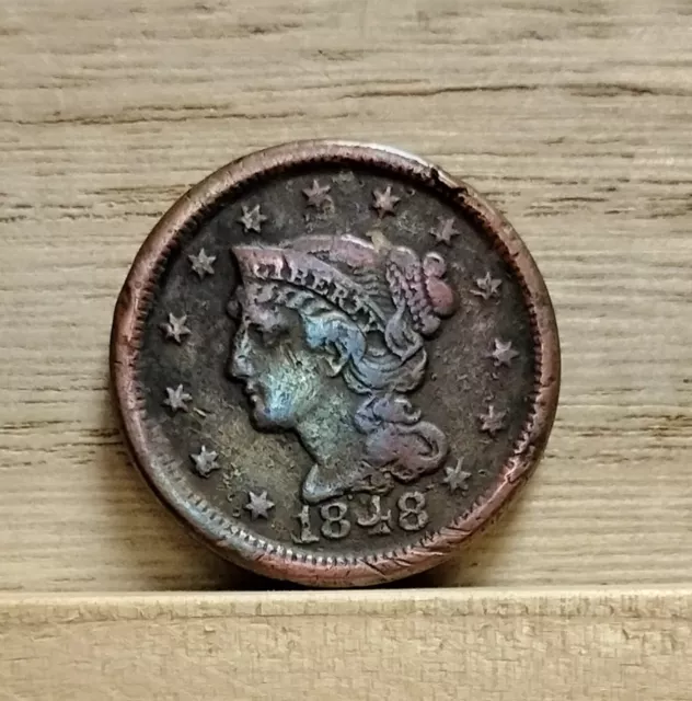 1848 Large Cent US Coin Error (? over 4)