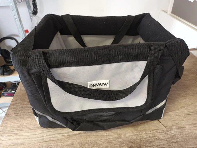 Cesta de bicicleta ONVAYA para perros manillar cesta de perro delantera negra/gris