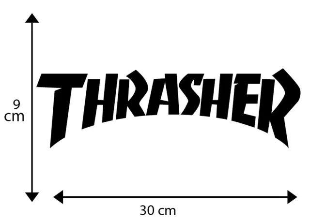 X2 BIG 'THRASHER' Vinyl Decal Sticker Snowboard Car Skate Motocross 30cm x 9cm