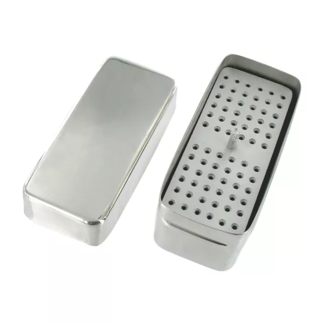 Dental 72 Holes Stainless Steel Disinfection Box Tray Burs Sterilization Case