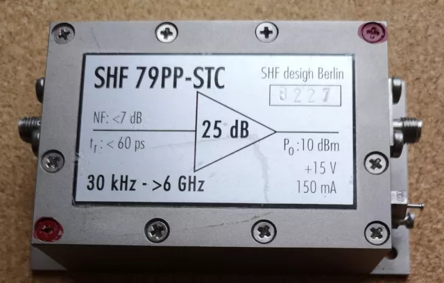 SHF 79PP-STC bespoke German design wide band RF Amplifier 30 kHz to 6 GHz used
