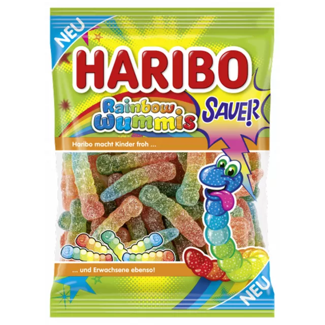 HARIBO WUMMIS ARCOBALENO Acida Frutta Gengive Vermicello Kunterbunt 160g  EUR 1,81 - PicClick IT