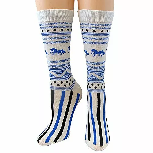 Coolmax Paddock Boot Socks - Striped Horse (Blue/Black)