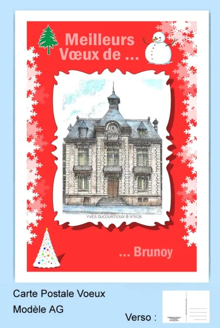 Cp Ag 91026 Carte Postale Voeux Fond Rouge 91 Brunoy