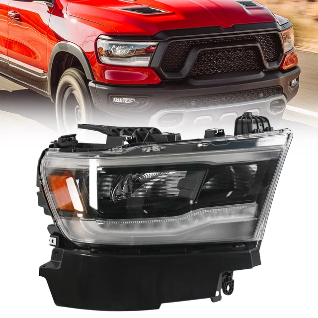 2019 2022 Dodge Ram 1500 Reflector Headlight Black Driver Left LH LED