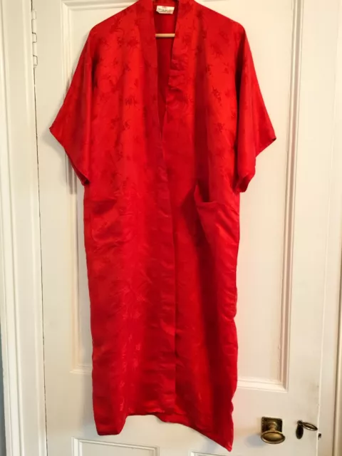 Red Chinese Silk Dressing Gown M