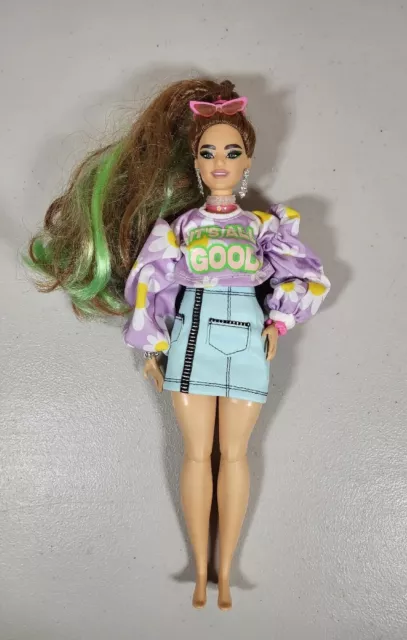 Mattel Barbie Extra Exclusive Doll Brown Hair Braids Curvy