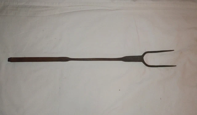 Vtg Antique LARGE 23" 19th Century Wrought Iron Flesh or Roasting Hearth Fork