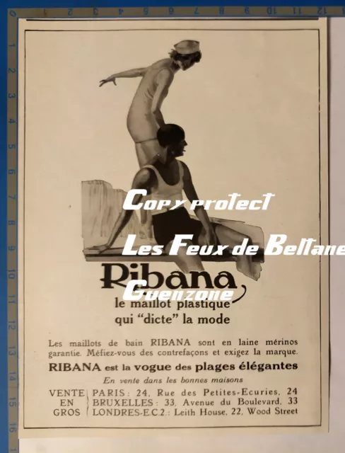 RIBANA MAILLOT DE BAIN PLASTIQUE   publicité 1931 advert