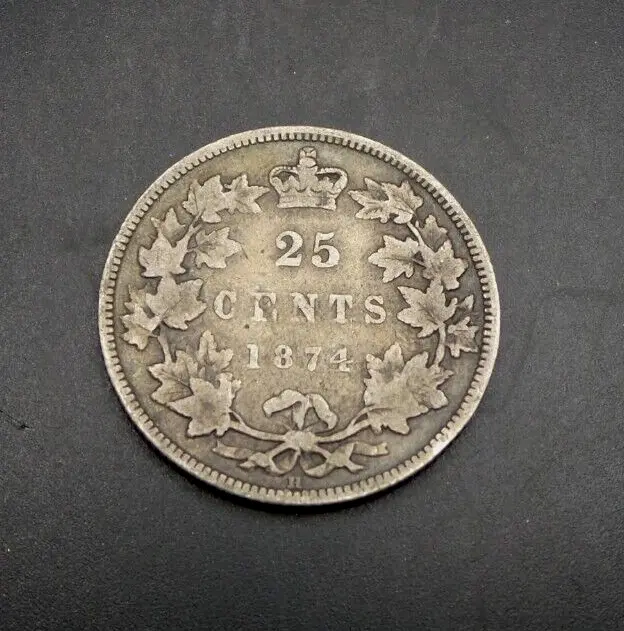 1874-H Canada 25 Cents Silver Quarter - B5737