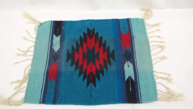 Artesanias Mayo 100 % Wool Multi Color Woven Rug 19" x 14"    TF