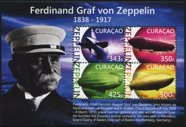 Curacao 2015 Ferdinand Graf von Zeppelin Luftschiffe Airships ** MNH