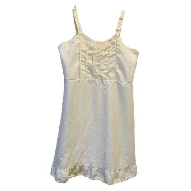 Vintage White Girls Full Slip Cotton Undergarment Adjustable Straps