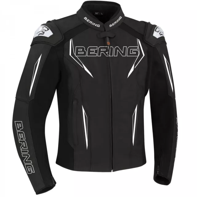Bering Sprint-R Noir Blanc Gris Leather CE Blouson -  Livraison gratuite!