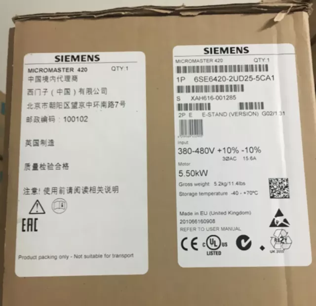 New SIEMENS 6SE6420-2UD25-5CA1 6SE6 420-2UD25-5CA1 MM420 Series Inverter 5.5KW